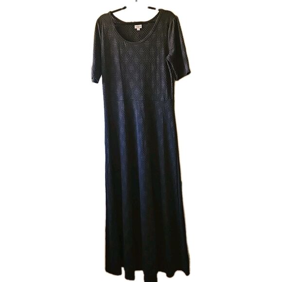 WOMEN'S LULAROE  SHORT SLEEVE MAXI DRESS SIZE 3XL Plus Size Long  Dress Black - Picture 1 of 8